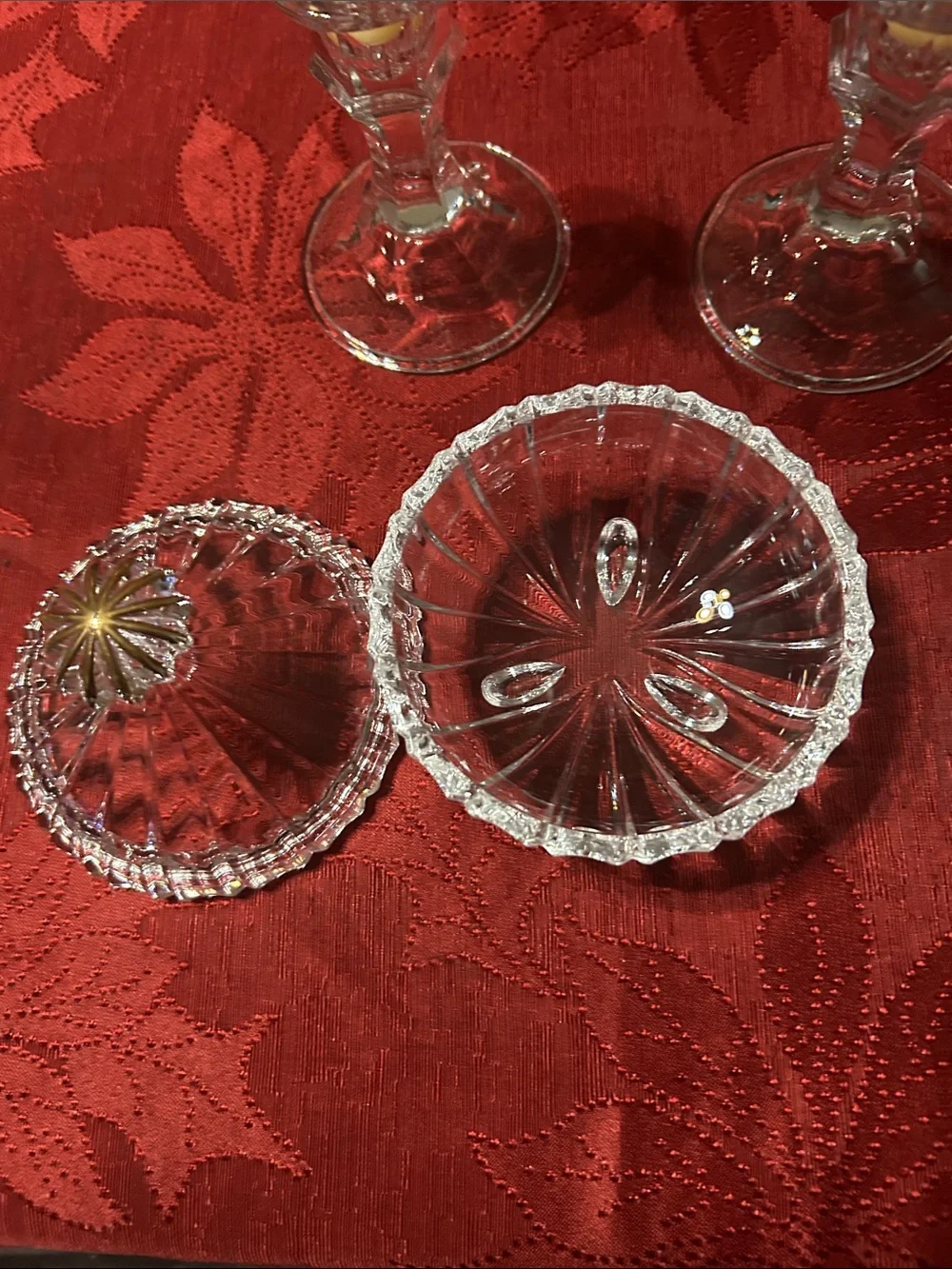 Ivory Taper Candles with Clear Glass Holders - Set of 2 and Clear Glass Candy